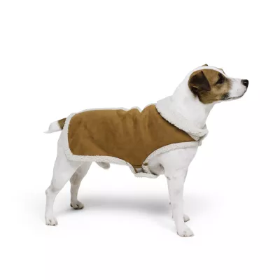 Faux Suede Dog Quilted Coat