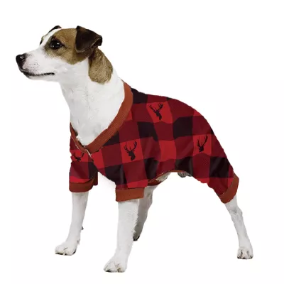 Howl-iday Pajamas - Plaid Pattern In Shades Of Red
